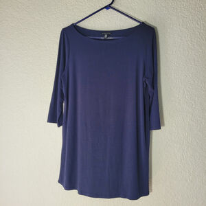 Eileen Fisher Women's Medium Purple 3/4 Sleeve Viscose Jersey Tunic Dress USA